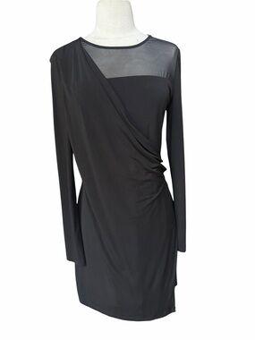 Late‎ 2000s-2010s bobi BLACK Asymmetrical Illusion Neckline Cocktail Dress